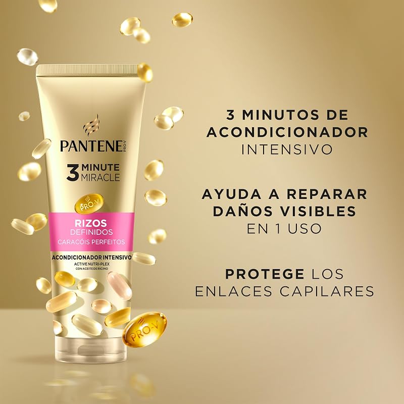 Pantene defined curls miracle shampoo 250ml, máscara 300ml, condicionador 3mm 220ml, curl styler 145ml, cachos rebeldes e crespos