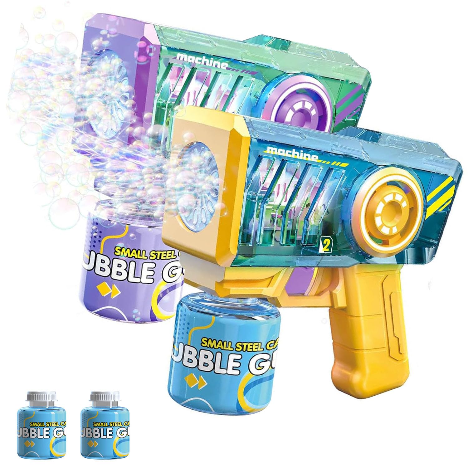 Bubble Gun for Kids, 2 Pcs Automatic Bubble Gun with 2 Bottles of Bubble Solution, 5000+ Bubbles Per Min Bubble Maker Outdoor Toys for Party