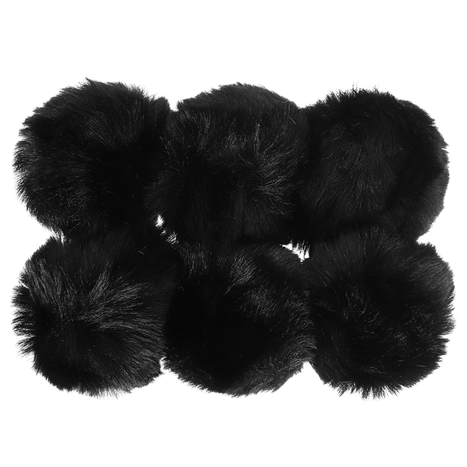 PATIKIL Faux Fur Pom Poms for Hats, 6 Pcs Fluffy Soft Fur Poms Balls for Keychain Knitting Hats DIY Scarves Gloves Bag Christmas, Black