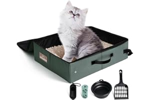 LIOOPET Portable cat Litter Box, Leak Proof, Foldable, Olive Gray,18×14×5.5in, Perfect for Hotel Stays and Road Trips