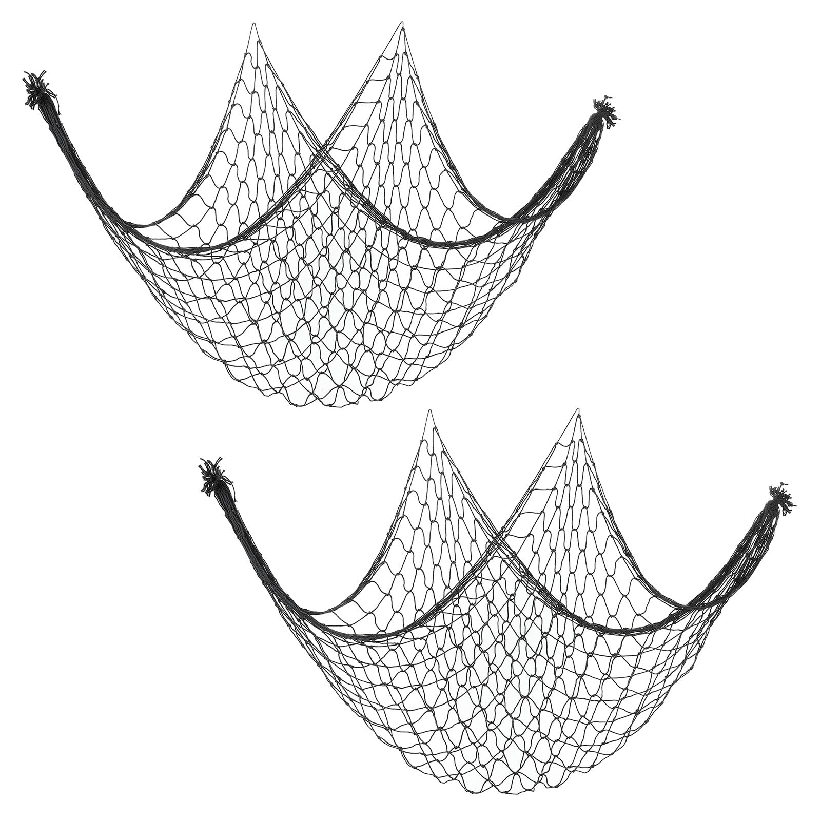PATIKIL Fishing Net Decor, 2 Pack 80" x 40" Mediterranean Style Photographing Decoration Natural Fish Net Party Accessory for Home Bedroom, Black