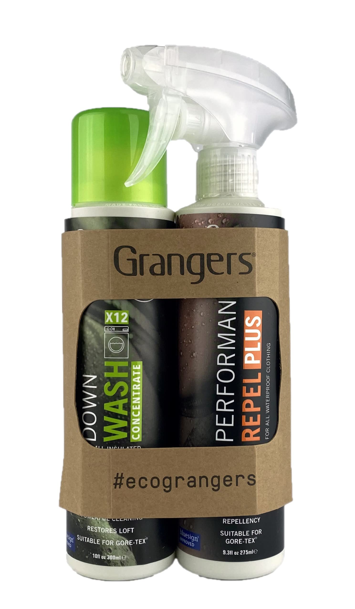 Grangers Eco Twin Pack – Down Wash and Performance Repel Plus | 300ml/275ml | Cleans, Refreshes and Reproofs All Down and Synthetic Down