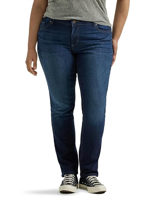 Lee Women's Plus Size Legendary Mid Rise Straight Leg Jean Nightshade 20 Plus Long