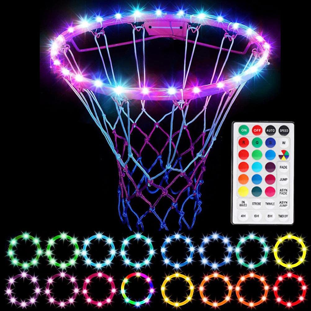 KENANLAN LED Basketball Hoop Lights Remote Control Basketball Court LED Light 4 Modes 16 Colors Waterproof for Outdoor Night Training