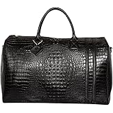Tote&Carry Apollo 2 Duffle Bag for Travel Women & Men, TSA Approved Carry On Duffel Bag, Premium Vegan, Durable Weekender Luggage for All-Purpose Use (XL - Crocodile Skin, Black)