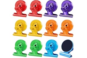 Lnichot 12pack Magnetic Clips Bright Colors for Fridge, Refrigerator Magnets Clips, Bag Clips, Chip Clips for Food Storage, C