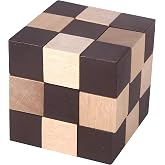 MAGIKON Brain Teaser Cube Puzzle Toy, Square Snake Cube Wooden | Wood, alternating blocks, elastic string, transformable, logic puzzle, for kids adults, spatial reasoning