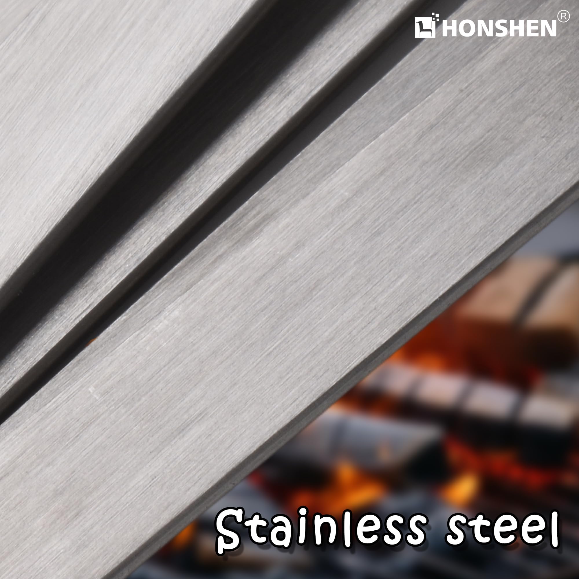 17-Inch 12 Pack Long Flat BBQ Skewers, HONSHEN Brazilian-style Stainless Steel 3/8 Inch Wide Blade with hardwood Handle barbecue skewers for Grilling Meat,Chicken,Shrimp,Vegetables-Set of 12