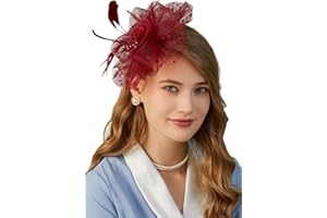 Cizoe Fascinators Hat for Women Tea Party Headband Kentucky Derby Wedding Flower Cocktail Mesh Feathers Hair Clip