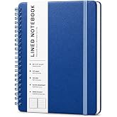 Lined Spiral Notebook for Women, A5 College Ruled Leather Spiral Journals | 160 Pages Small Journaling Notebooks, 5.7"x11" No