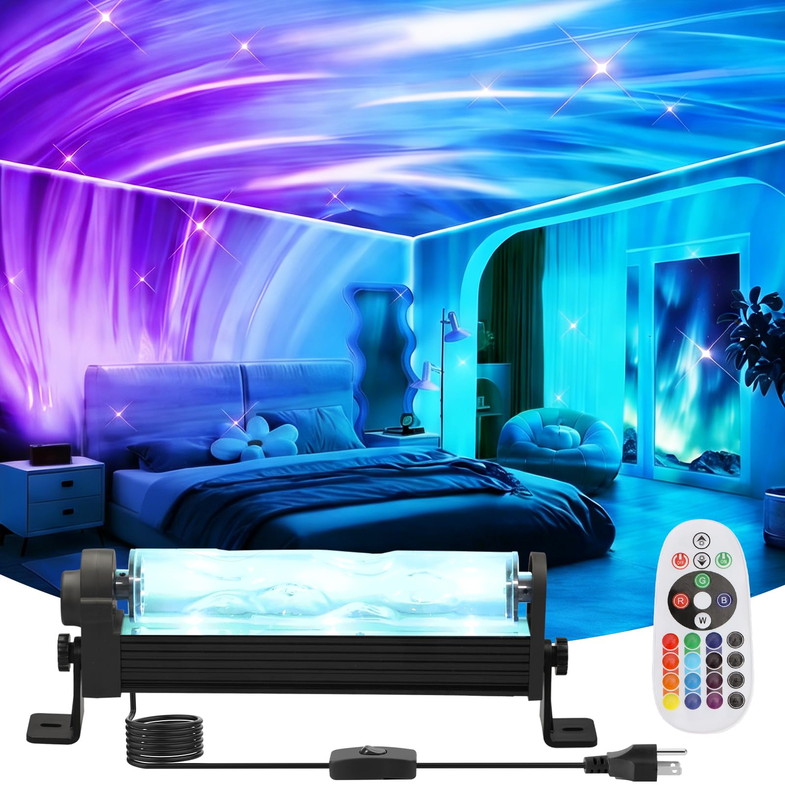 Photo 1 of 10.7inch Ocean Wave&Aurora Projector Light, Birthday Gifts for Women Teen Boys Girls Valentines Day Dynamic 15W Northern Lights Galaxy Projector for Bedroom Home Decor Aesthetic Ambient Mood Lighting