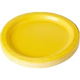 Neon Yellow Paper Round Dessert Plates (Pack of 20) 7" - Vibrant & Disposable Tableware, Perfect for Birthday Parties, BBQs, Events, & Gatherings
