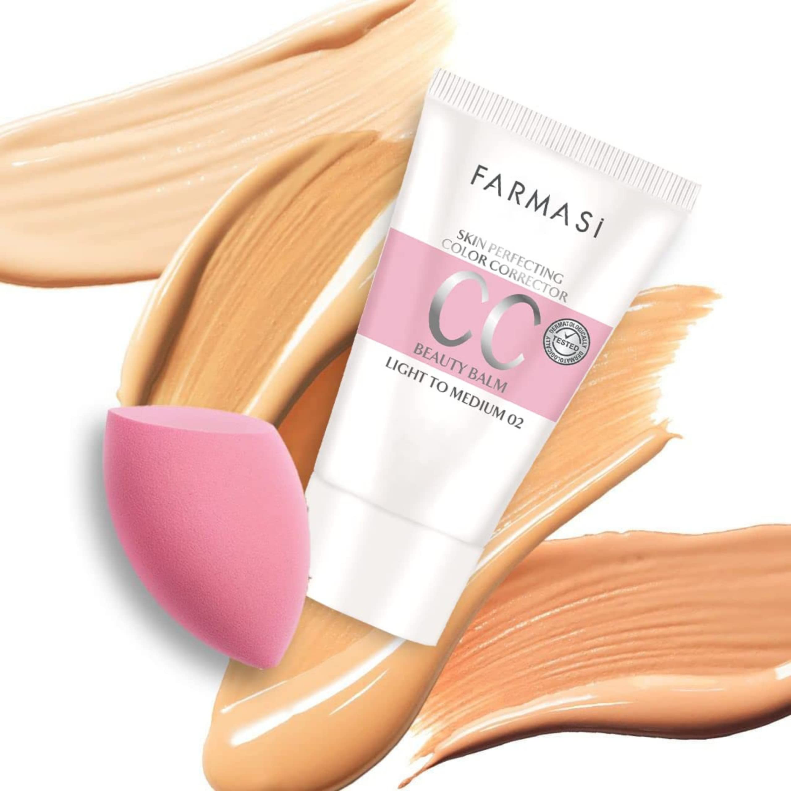 FARMASi CC Color Control Cream, Natural and Flawless Finish, Enriched Formula with Multimineral & Spf 25+, All-Day Hold, All Skin Types, 1.7 fl. oz, Light to Medium