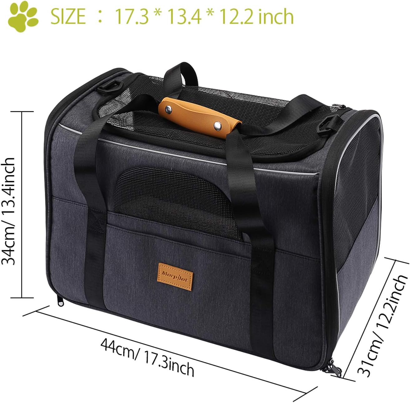morpilot Pet Travel Carrier Bag, Portable Pet Bag - Folding Fabric Pet Carrier, Travel Carrier Bag for Dogs or Cats, Pet Cage with Locking Safety Zippers, Foldable Bowl, Airline Approved : Pet Supplies