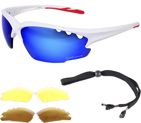 Rapid Eyewear Breeze Lightweight White Sports Sunglasses With Interchangeable Polarised And Low Light Lenses For Men Women Ideal Cricket Beach Volleyball And Tennis Glasses Uv400 Protection Amazon Co Uk Sports Outdoors