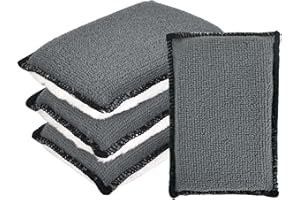 Vesaneae 4 PCS Car Interior Cleaning Sponge, Microfibre Scrubbing Pads, Auto Detailing Scrub Pads for Plastic Leather Upholst