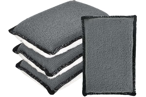 Vesaneae 4 PCS Car Interior Cleaning Sponge, Microfibre Scrubbing Pads, Auto Detailing Scrub Pads for Plastic Leather Upholst