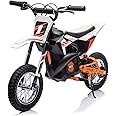 Kids Ride on Motorcycle,24V Electric Car for Kids,13.6MPH Max Electric Dirt Bike with Variable Speed,Mini Bike with Rear Wheel Suspension, Rear Wheel Disc Brake (24V, White)