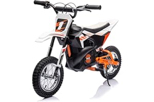 YOFE Kids Ride on Motorcycle,24V Electric Car for Kids,13.6MPH Max Electric Dirt Bike with Variable Speed for Age 13+,Mini Bike with Rear Wheel Suspension, Rear Wheel Disc Brake (White)