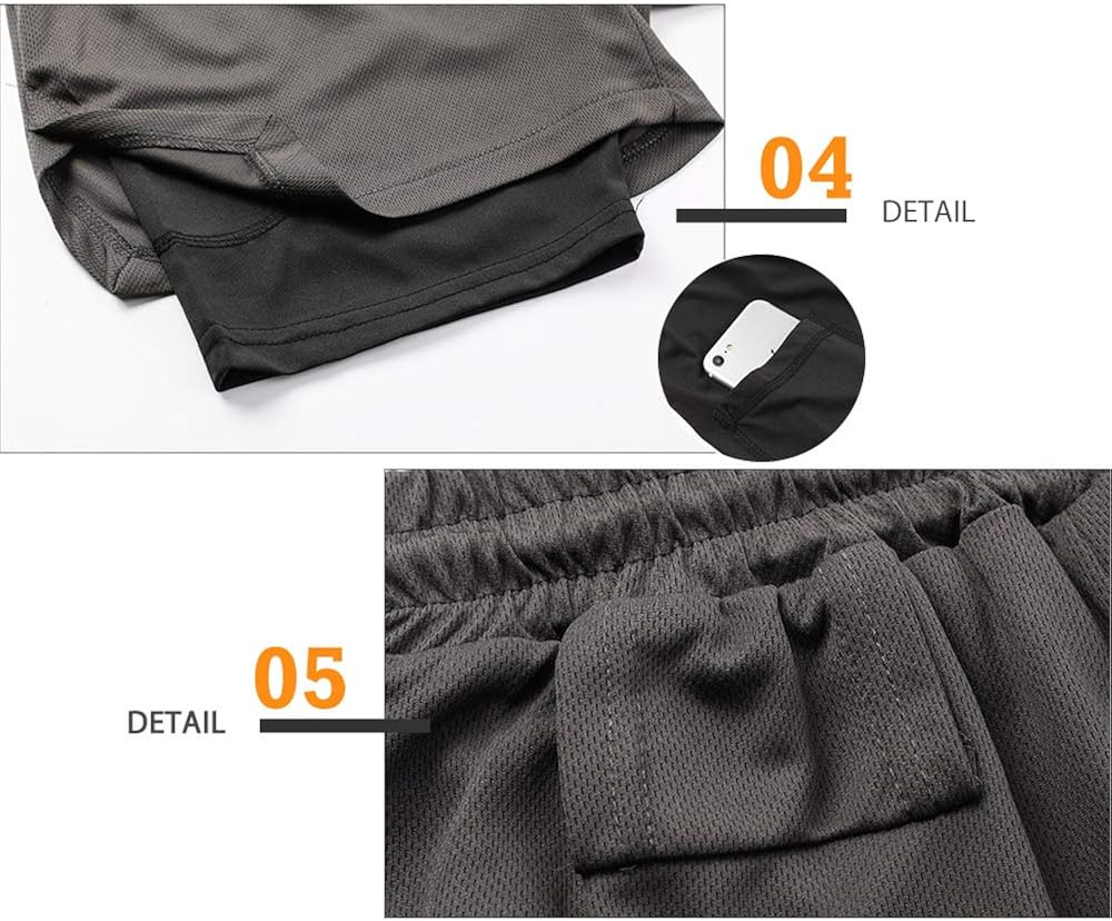 Surenow Mens Running Shorts，Workout Running Shorts for Men，2-in-1 Stealth Shorts，7-Inch Gym Yoga Outdoor Sports Shorts: Clothing