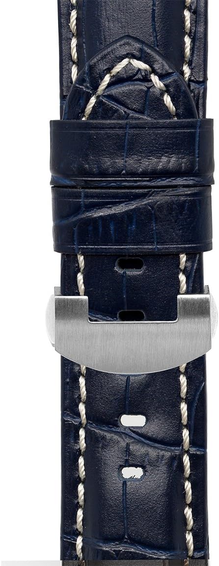 Panerai-Style Alligator-Embossed Deployment Watch Strap in Night Blue