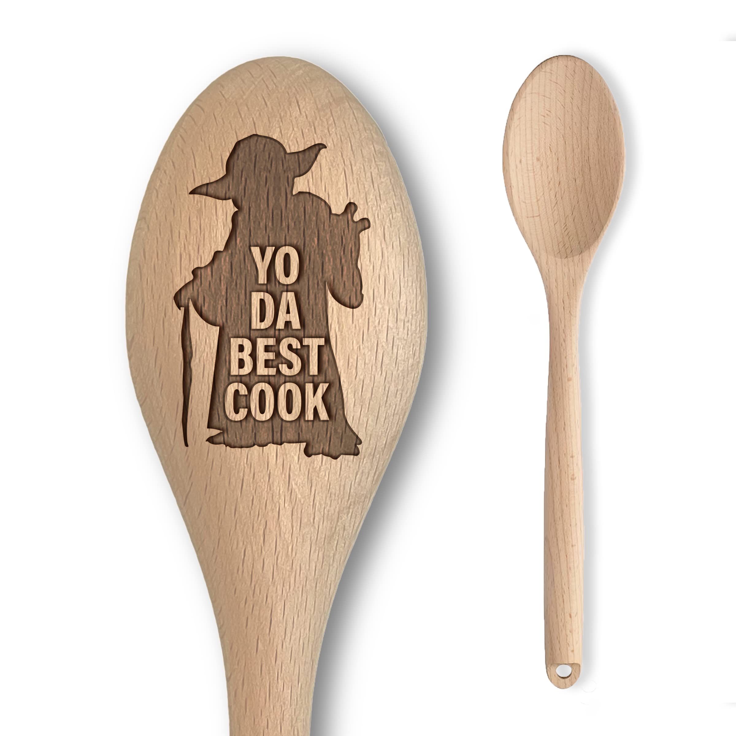 Alien Space Wars Inspired Wooden Spoon – “Yo Da Best Cook” Inscription – Funny Parody Cooking Baking Gift for Men & Women - Unofficial Fan Item (Yo Da Best Cook)
