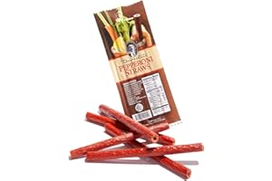 Demitri's Bloody Mary Pepperoni Straws - Smoky Edible Straw Made With Pork and Chicken - Cocktail Garnish Snack - Perfect for Brunch Drinks or Parties - Pepperoni Stick, 5 Pepperoni Straws (Pack of 1)