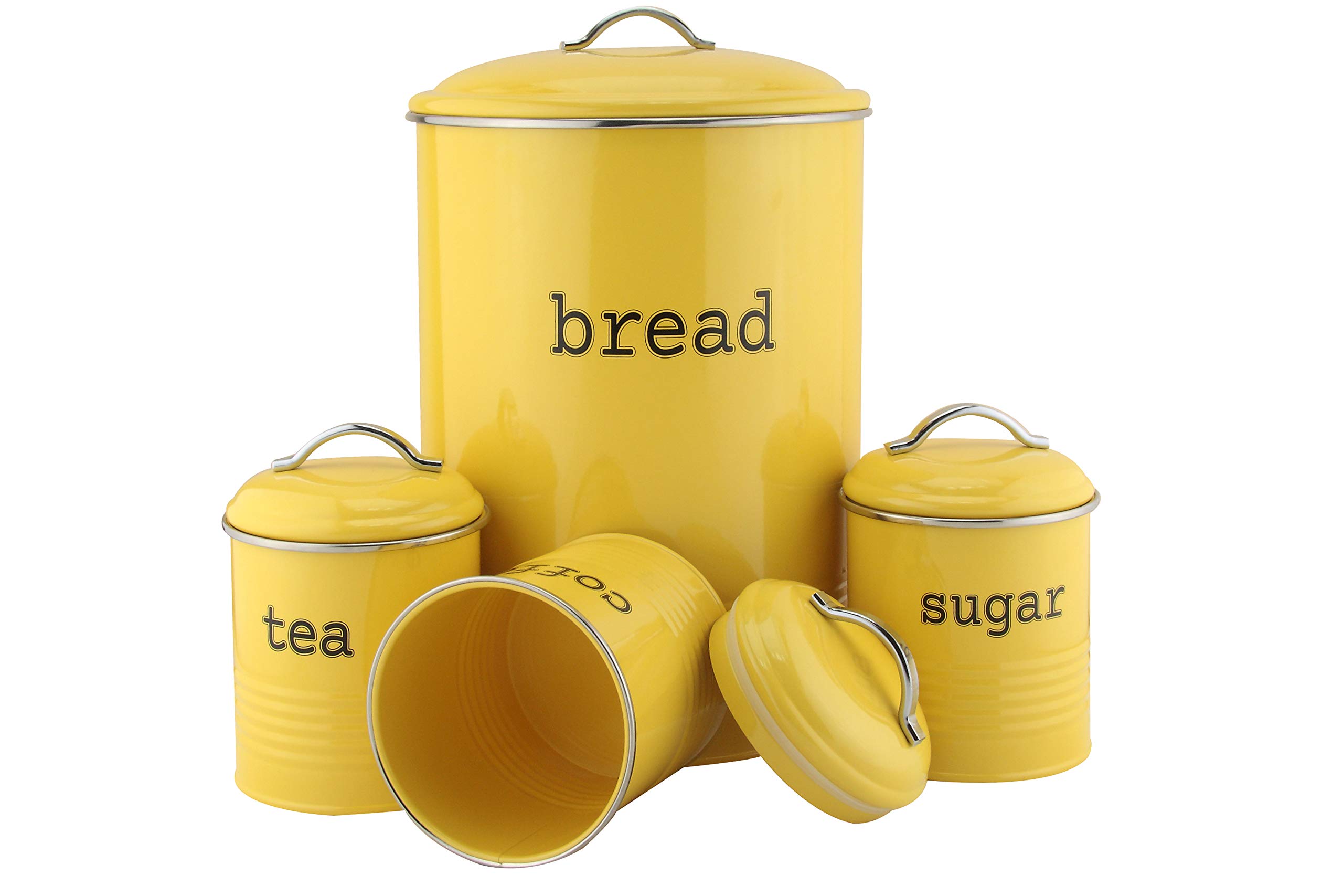 yellow tea coffee sugar jars