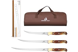 DRAGON RIOT Fillet Knife Set,G4116 German Stainless Steel Fishing Knife,Boing Knife with Ultra-Sharp & Flexible Blade,Fish Kn