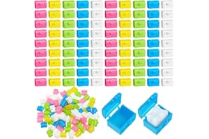 Pinkunn 200 Pcs Plastic Tooth Holder Boxes Tooth Fairy Box for Kids Colorful 0.8 x 0.6 x 0.6 Mini Treasure Chest for Boy Girl Lost Teeth Keepsake Dentist Theme Party Supplies Goodie Bag Filler