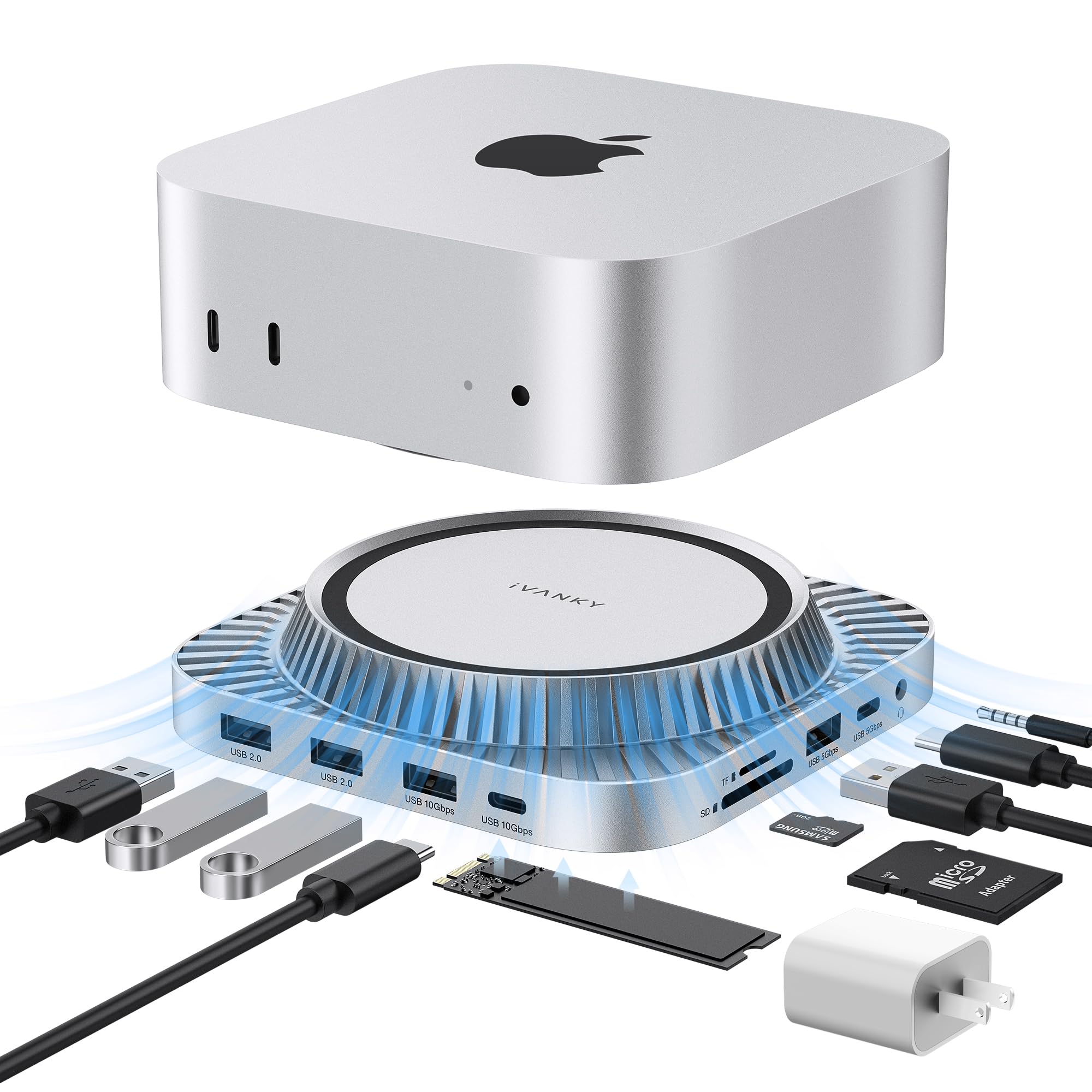 Photo 1 of iVANKY 13-in-1 Mac mini M4 Dock, Ultra Docking Station Stand with M.2 NVMe SSD Enclosure, 4K@120Hz HDMI Hub for Mac mini M4 &M4 Pro (2024), 10 Gbps USB, SD/TE, Audio Ports *2, 20W PD Power Adapter *1