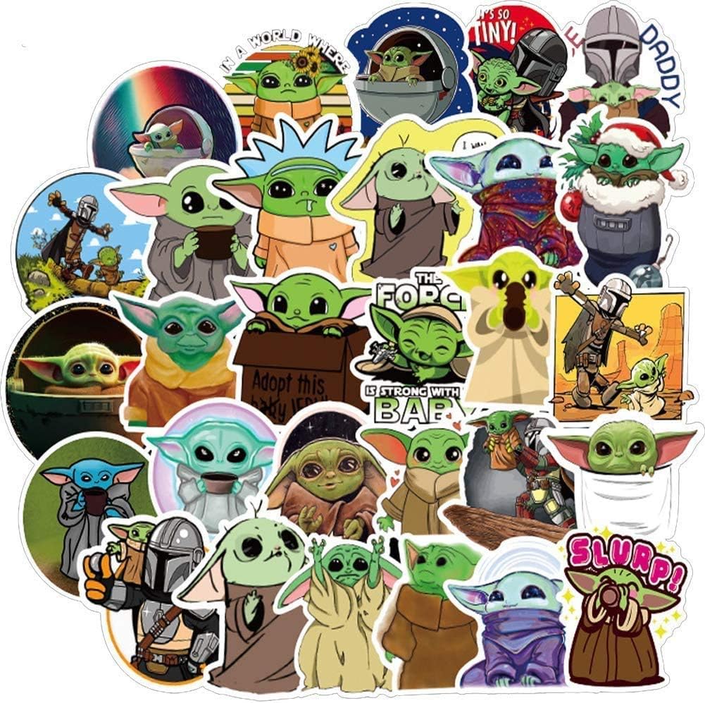 50 Pcs Baby Yoda Stickers Merchandise Sticker With Yoda Baby For Hydro Flask Laptop Mug Water Bottles Laptop Phone Car Bumper Skateboard, Waterproof Decals, Kid Gift (baby yoda)
