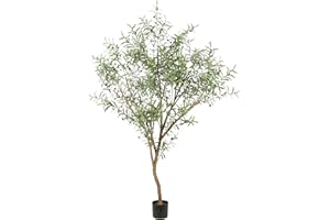 Realead Faux Olive Tree 7ft - Tall Olive Trees Artificial Indoor - Fake Potted Olive Silk Tree with Natural Olive Branches and Realistic Leaves - Artificial Olive Trees for Home Office Decor Indoor
