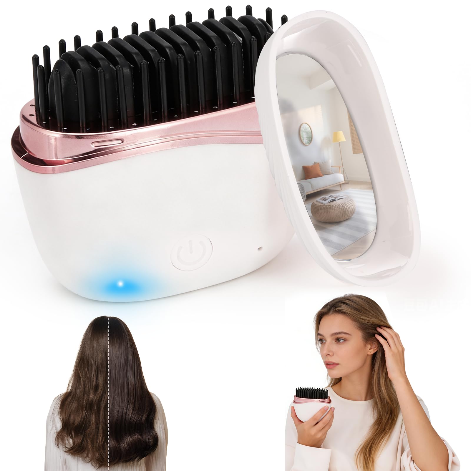 Photo 1 of 1 PCS Mini Cordless Portable Hair Straightener for Women - Rechargeable 3-Speed Temperature Control, Ideal for Home & Travel (White)