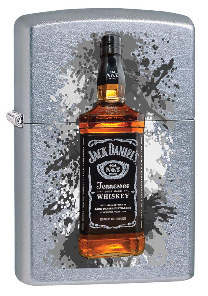 Zippo Windproof Lighter - Jack Daniels - Street Chrome, Colour Image - Refillable, Lifetime Use - Adjustable Flame - Gift Box - Metal Construction - Made in USA