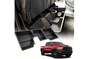 Vesul Under Seat Storage Compatible with 2019-2025 Dodge Ram 1500 Crew Cab Heavy-Duty Truck Under Back Seat Organizer Box with Detachable Portable Organizer Black