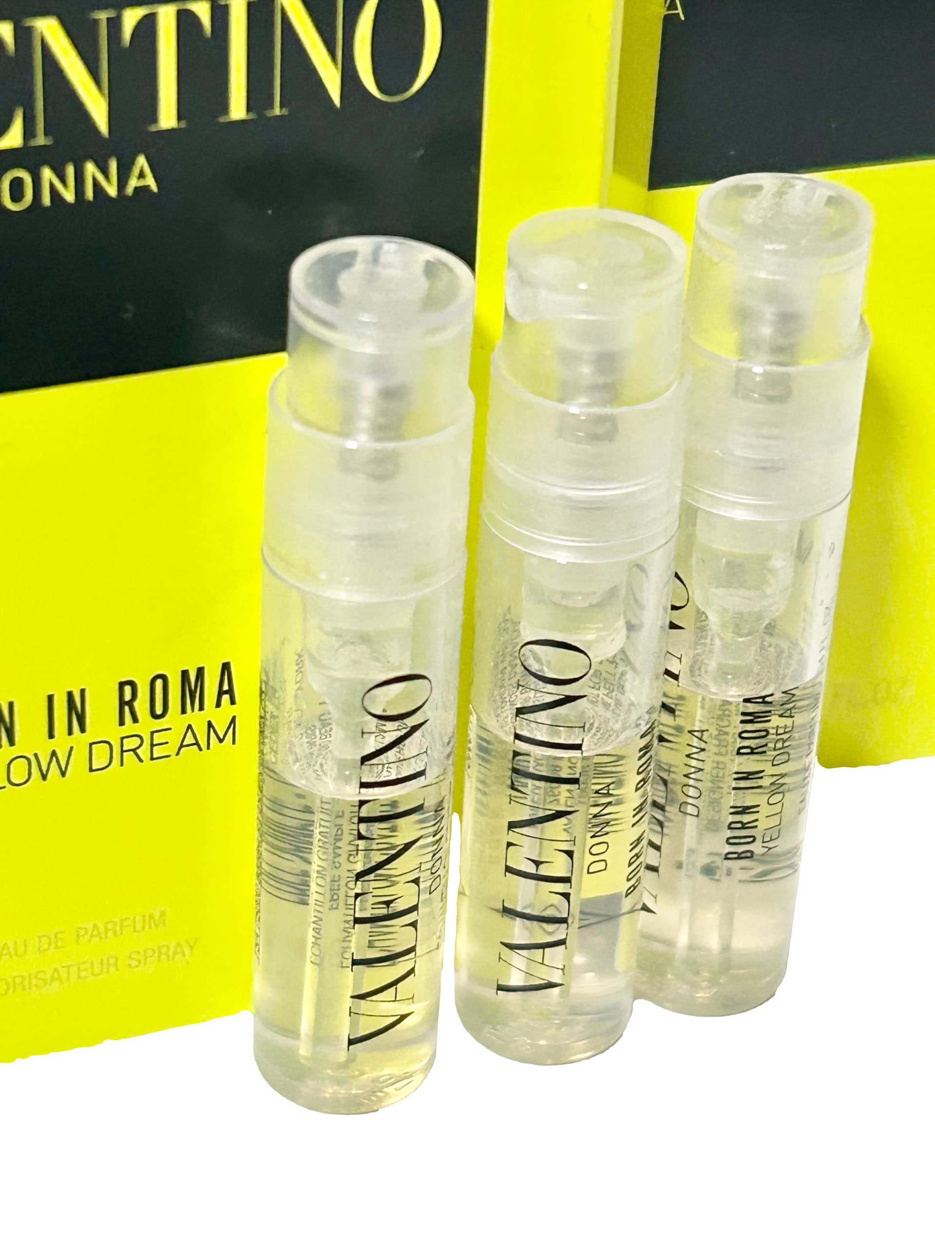 Valentino Donna Born In Roma Yellow Dream Women Sample Perfume Spray Vial 1.2 ml / 0.04 oz - set of 3