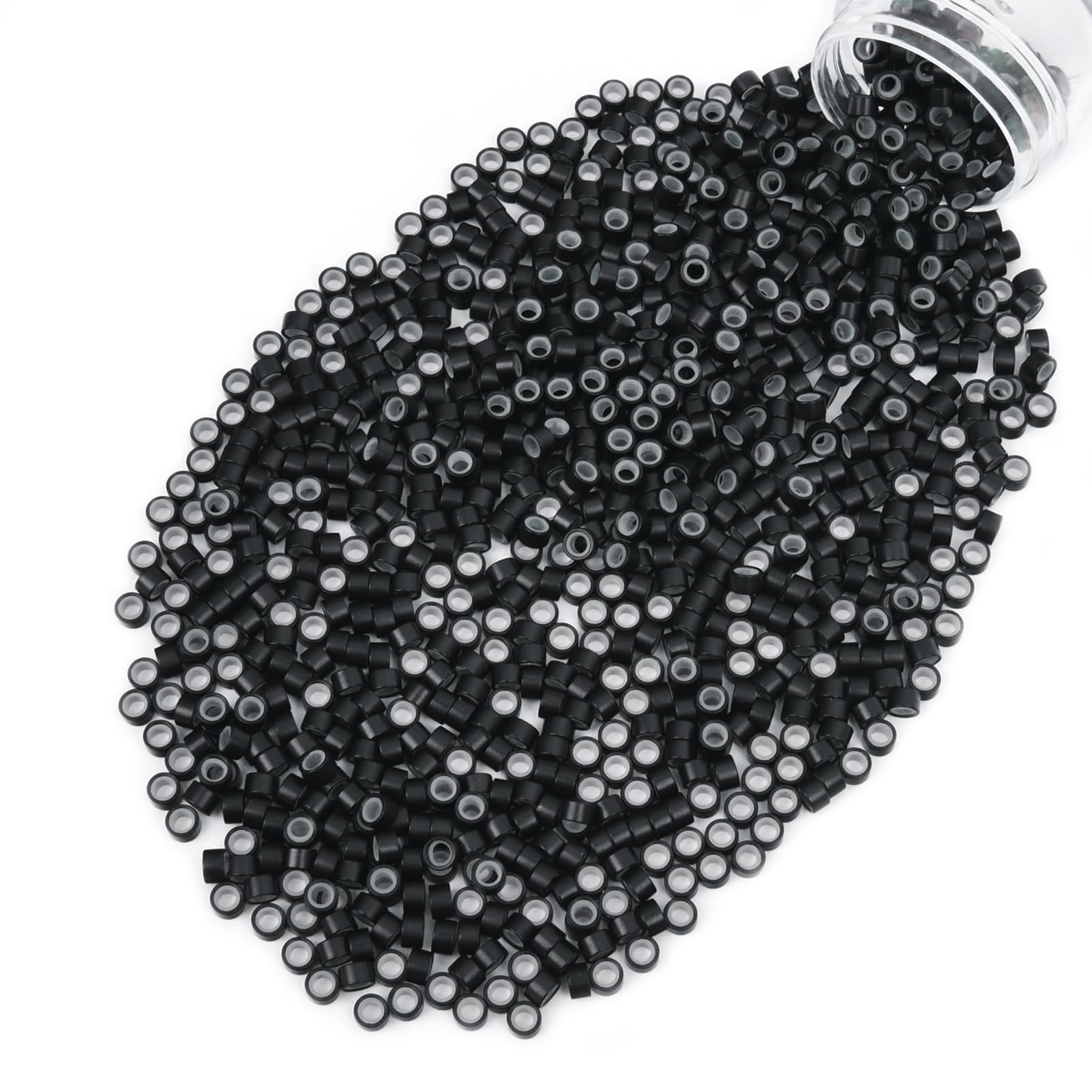 Vlasy 1000 Pcs Silicone Micro Rings for I Tip Hair Extensions 5mm Micro Nano Beads Micro Links Hair Beads (Black)
