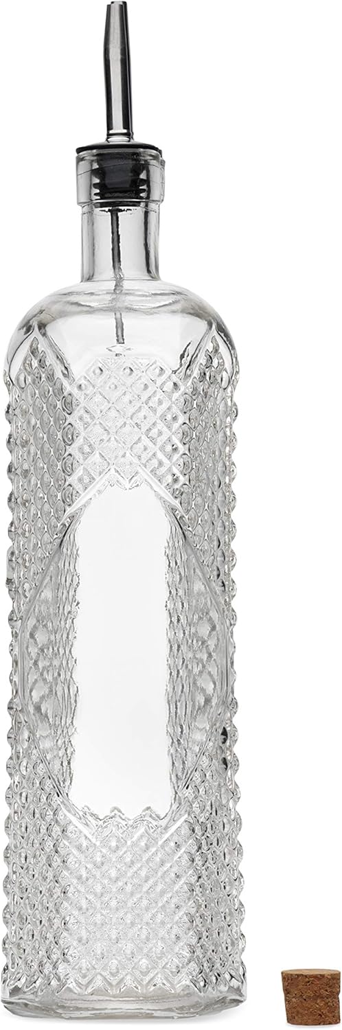 Large Clear Decorative Glass Bottle with Spout and Cork, 32oz, 1 Bottle - Design: Kristal (3in X 11.9in): Home Improvement