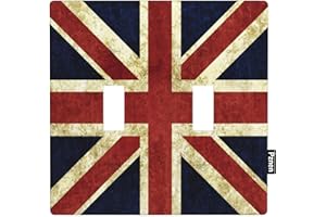 Pznen British Flag Double Toggle Switch Covers 2-Gang Wall Plate Vintage United Kingdom England UK Flag Pattern Light Switch Cover for Teen Boy Girl Room