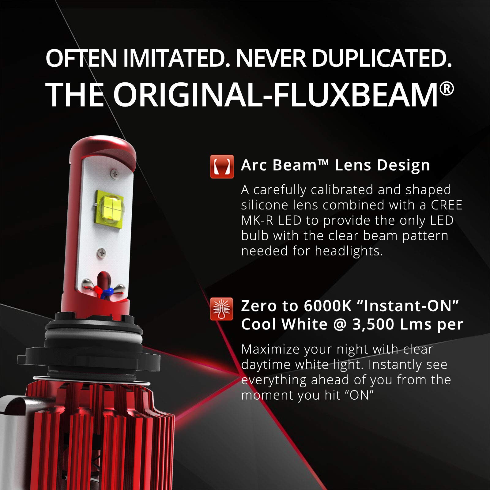 OPT7 FluxBeam H4 LED Headlight Kit w/Clear ARCLENS Beam Bulbs 60w 7