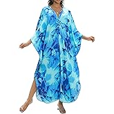 Yanziliu Kaftan Dress for Women,2025 Plus Size Hawaiian Batwing Sleeve Beach Cover Up Summer Swimsuit Dresses