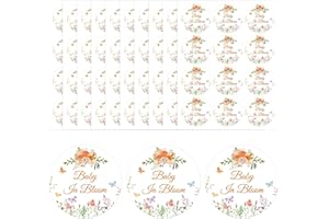 300pcs Stickers, Wildflower Shower Stickers Flower Self-Adhesive Round Seal Label Sticker for Shower Gifts Envelopes Greeting