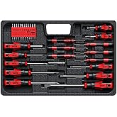 XOOL 42PCS Magnetic Screwdriver Set with Case, Torx Phillips Flat Hex Pozi Non-Slip Magnetic Tips Screwdriver Set