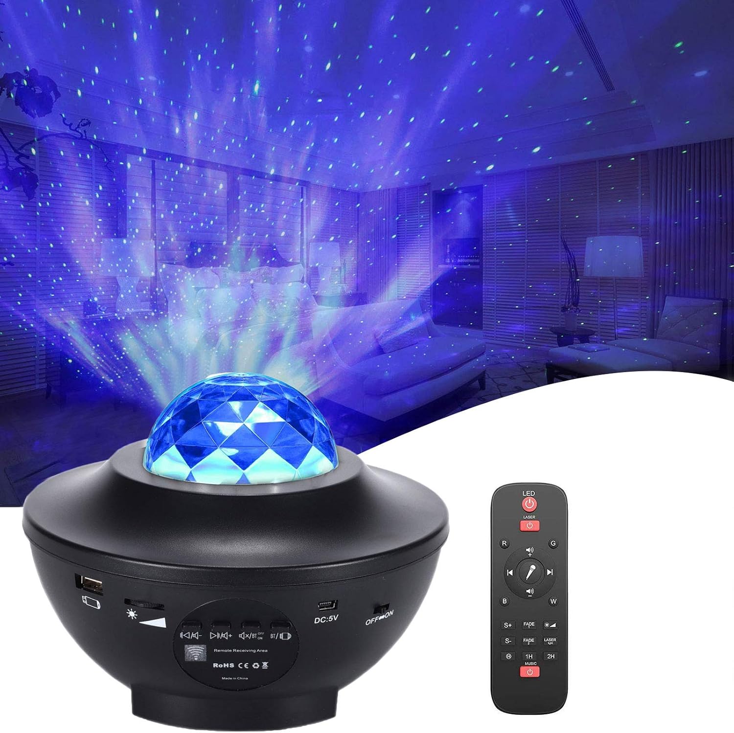 Star Projector Lights, Ocean Wave Starry LED Night Light Projector