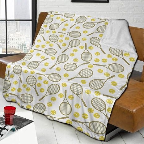 Amazon Co Jp テニスイラスト 毛布 シングル ブランケット 大判 Blanket 掛け毛布 二枚合わせ シープ調ボア フランネル 暖かい おしゃれ タオルケット シングル 発熱 洗える ホーム キッチン