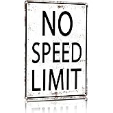 Crazysign Boys Gifts Retro Tin Sign No Speed Limit Sign for Boys Room Man Cave Garage Bedroom Vintage Style Wall Art Decor 8 x 12 Inch (3096)