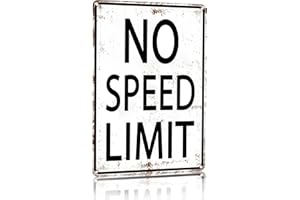 Crazysign Boys Gifts Retro Tin Sign No Speed Limit Sign for Boys Room Man Cave Garage Bedroom Vintage Style Wall Art Decor 8 x 12 Inch (3096)
