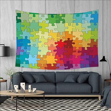 Amazon Com Abstract Beach Throw Blanketcolorful Puzzle Pieces