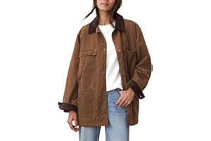 GTLIAE Barn Jackets for Women 2025 Fall Oversized Utility Cotton Coat Corduroy Collar Vintage Workwear with Pockets
